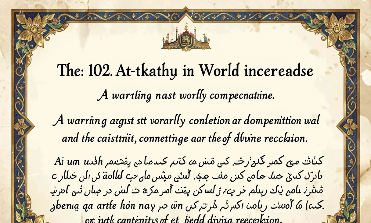 Surah 102: At-Takathur (The Rivalry in world increase)